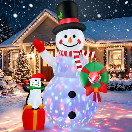 8FT Inflatable Snowman Christmas Yard Decor with LED Lights