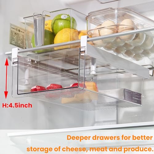 Vacane XL Deep Refrigerator Drawer Organizer, Adjustable 14-19.5 Inch Large Fridge Bin
