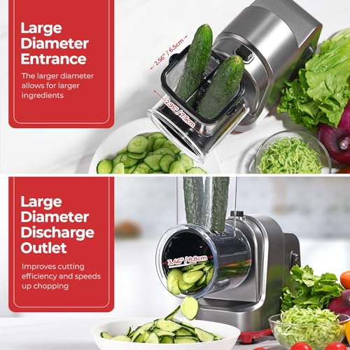 Electric Cheese Grater Salad Maker with 6 Blades - 250W Shredder & Slicer