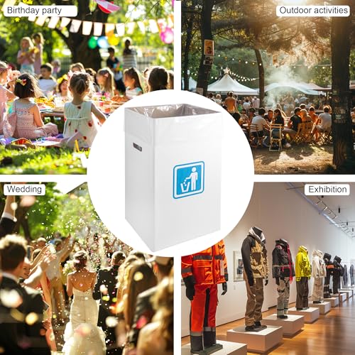 40 Gallon Cardboard Trash Cans for Events Pack of 10 with Liners - Portable & Reusable