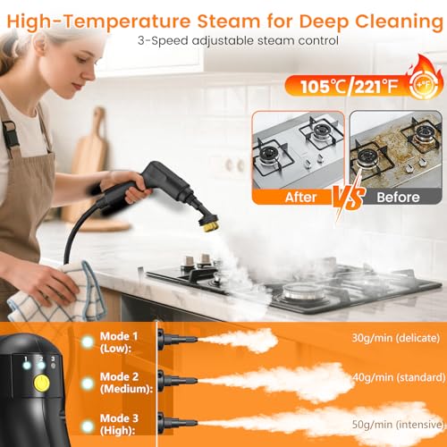 Handheld Steam Cleaner for Home White - 3-Level Power Deep Cleaning