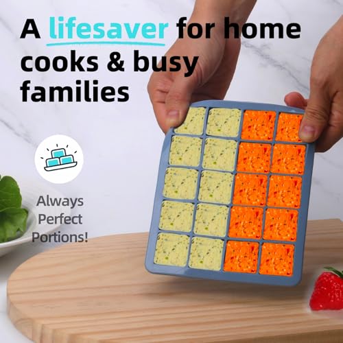 Multicolor 3 Pack Silicone Freezer Molds for Food Storage - Garlic, Herbs, Liquids