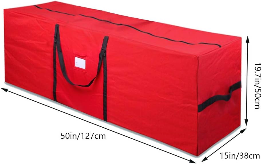 Skiennix Christmas Tree Storage Bag - Heavy Duty 600D Oxford for 7.5 Ft Trees | Durable Handles & Dual Zipper (Red)