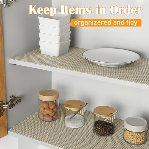 Songrey Non-Slip Shelf & Drawer Liner Beige 12" x 20ft - Durable & Reusable