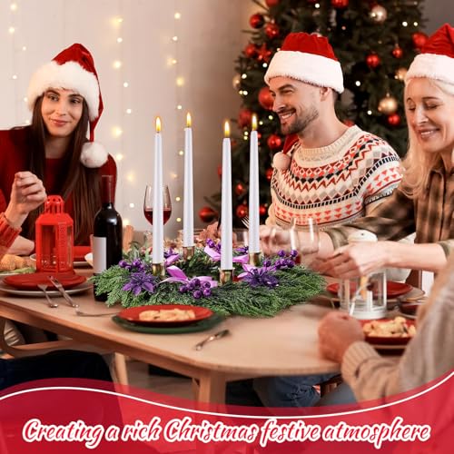 Potchen Classic Christmas Advent Wreath Ring Candleholder 22 Inch Purple Ribbon DIY Decor
