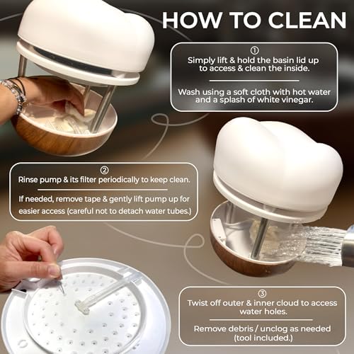 Mindsight Calming Cloud Water Fountain with Woodgrain Finish | Zen Desk Decor for Stress Relief & Focus