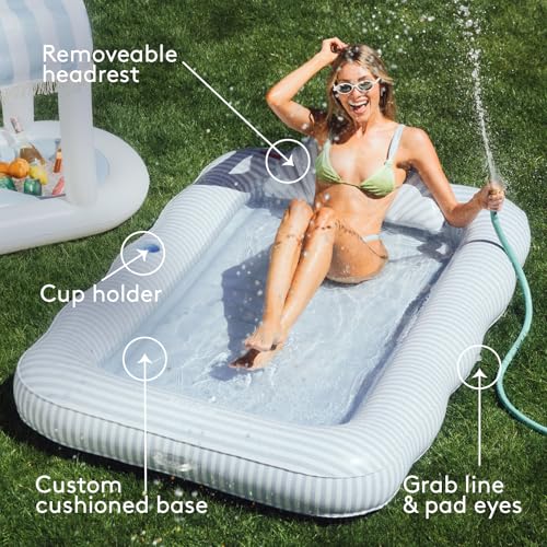 FUNBOY XL Pool Float Lounger with Custom Pillow & Cup Holder - Blue