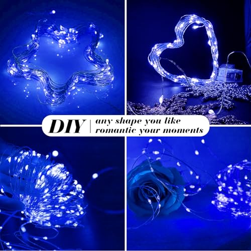 Blue 24-Pack Fairy Lights Battery Operated 7ft Silver Wire 20 LED, 3 Modes