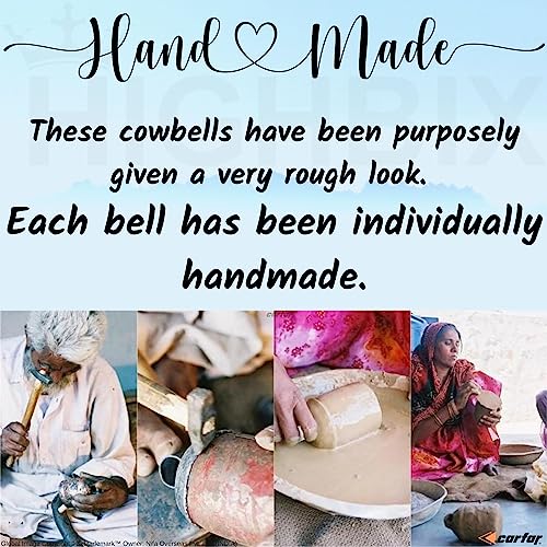 Carfar Medium Rustic Shabby Chic Cow Bell Set - Handmade Metal Christmas Decor