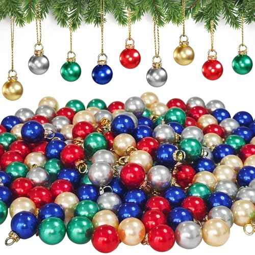 120 Pcs Mini Multicolor Christmas Balls,Colorful Hanging Xmas Balls,Multicolor Glitter Ball Ornament for DIY Outdoor Indoor Party Home Decor(5 Colors)