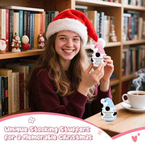 2 PCS Gnomes Gifts for Women, Handmade Positive Gnome, Emotional Support Crochet, Encouragement Gifts for Girlfriend Daughter Mom Coworkers Teacher Students Birthday Gift Ideas