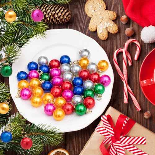 60PCS Christmas Mini Balls Ornaments£¬Mini Glitter Christmas Balls Xmas Tree Hanging Decorations Pendants for Xmas Tree Outdoor Indoor DIY Craft Party Supplies,0.6"/16mm