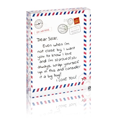 Poitvd Acr-sister Sister Gifts Acrylic Block Engraved Keepsake from Sister, Mother's Day & Christmas Gift (3.9 x 3.2 inches)