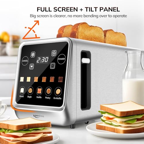 Keenstone 4-Slice Touch Screen Toaster - Wide Slot, Stainless Steel, Green
