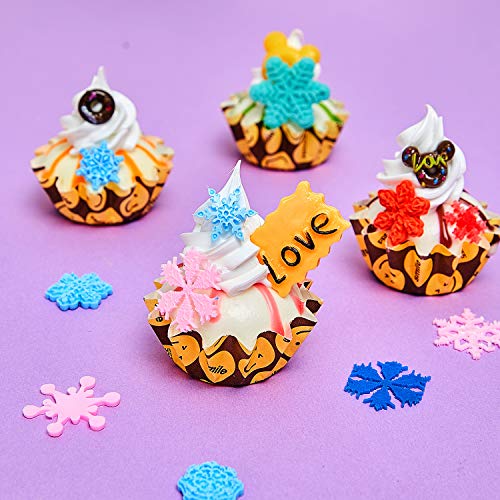 Patelai 6-Piece Snowflake Silicone Molds & Plunger Cutters for Fondant, Chocolate & More