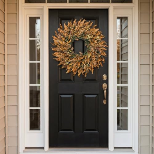 28-Inch Fall Wreath for Front Door - Autumn Orange Artificial Decor