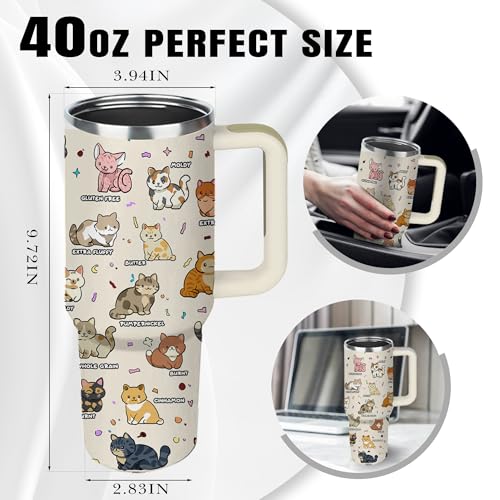 NIAXAUYT 40oz Cat Loaf Tumbler with Handle - Funny Cat Themed Gift for Cat Lovers - Types of Cat Loaf01