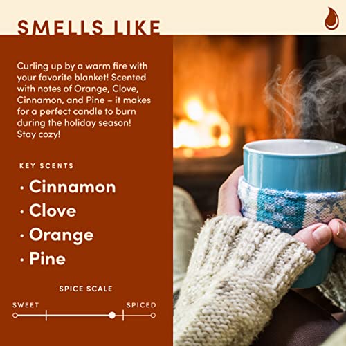 Wax & WIT Warm & Cozy Christmas Candle in 9oz Jar - Orange Cinnamon Clove Pine (Variation: Black Text)