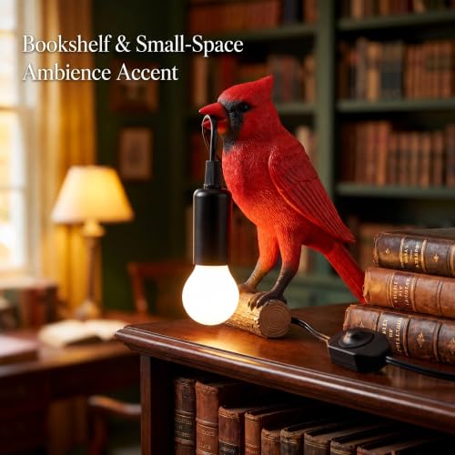 OVANUS Red Cardinal Lamp - Dimmable Night Light for Bird Lovers, Safe & Durable