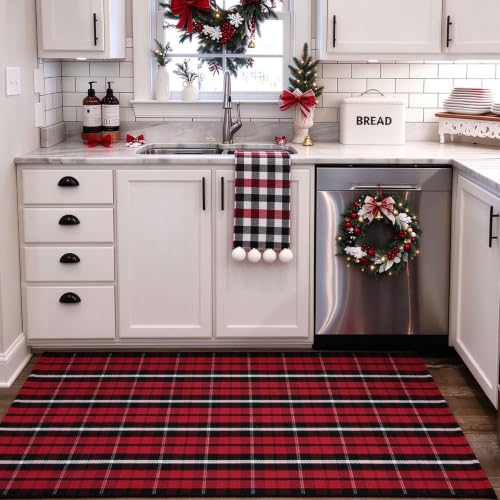 Buffalo Plaid Outdoor Rug, 3' x 5' Christmas Red & Black Check