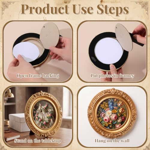 8 Pcs Mini Baroque Gold Frame Set for Wall & Tabletop Display – Kajaia (Variation: 8 / Baroque)