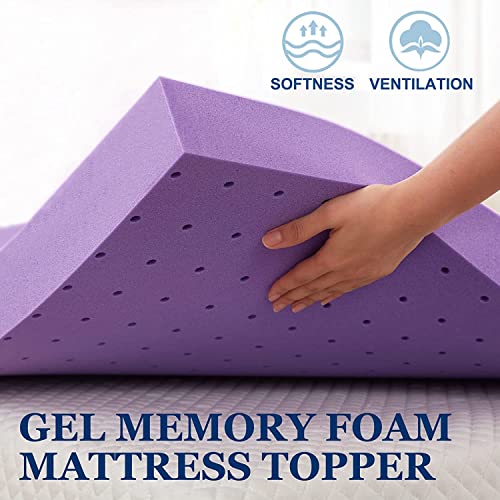SINWEEK Queen 1.5 Inch Gel Memory Foam Mattress Topper Ventilated Pressure Relief