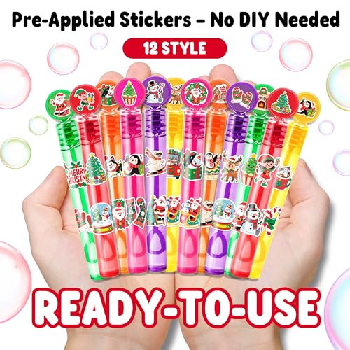 MDNHIO 24-Pack Christmas Bubble Wands Party Favors for Kids