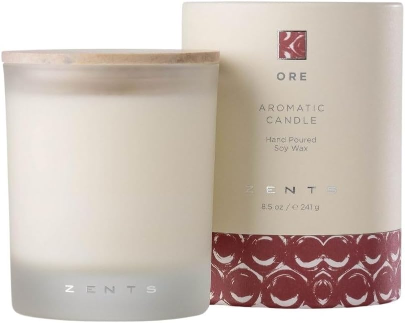 Zents Scented Soy Wax Candle (Earth - Sandalwood & Fir Needle), Large Jar Single Wick, Uplifting Home Decor Accent, 8.5 oz