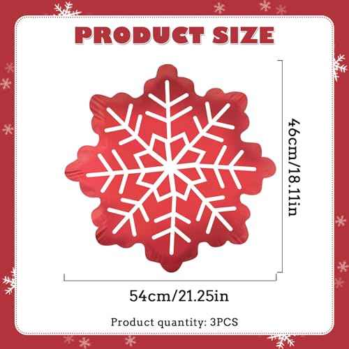 BELSITA 3pcs Christmas Balloons Snowflake Aluminum Foil Balloons Red Big Balloons Cute Cartoon Balloon Arch Kit for Christmas Party Supplies Accessories
