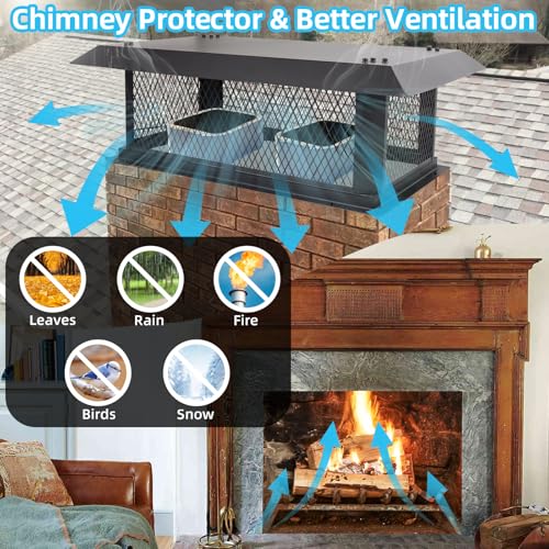 Black Galvanized Steel 14x34 Chimney Cap Cover for Outside Flues - CLLOMAGY