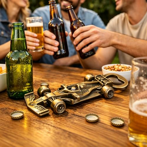 LKKCHER Bronze Racing Car Bottle Opener with Gift Bag - Men Women Gift, Collector's Novelty