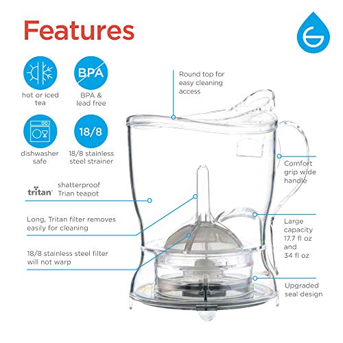 GROSCHE Aberdeen BPA-Free Clear 17.7 oz Tea Maker with Infuser