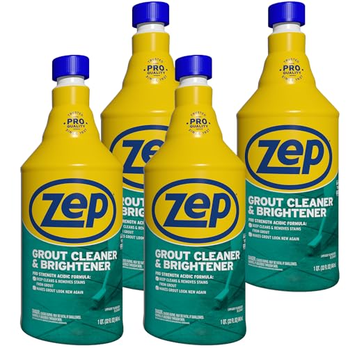 Zep Grout Cleaner & Brightener - Deep Stain Removal, 32 oz Pack of 4