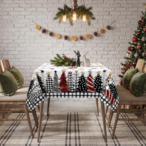 ZORKET White Square Christmas Tablecloth 60x60 Inch, Waterproof & Machine Washable Holiday Decor
