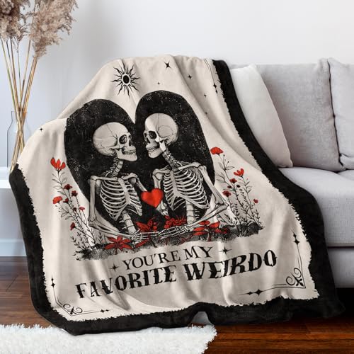 Romantic Couple Blanket for Anniversary Halloween 80x60 - Skeleton Love