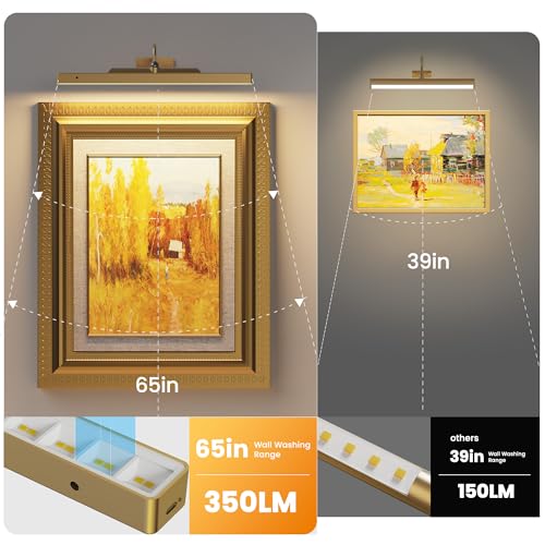 Antique Gold Rechargeable Picture Light 3 Pack with Remote & Dimmable Settings