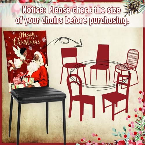 Whaline 6Pcs Christmas Chair Back Cover African American Black Santa