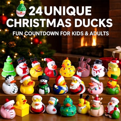Intever Christmas Advent Calendar with 24 Surprise Rubber Ducks - Holiday Countdown