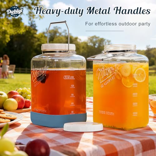 2 Gallon Glass Mason Jar with Airtight Lid - 2 Pack, Square Storage & Fermentation