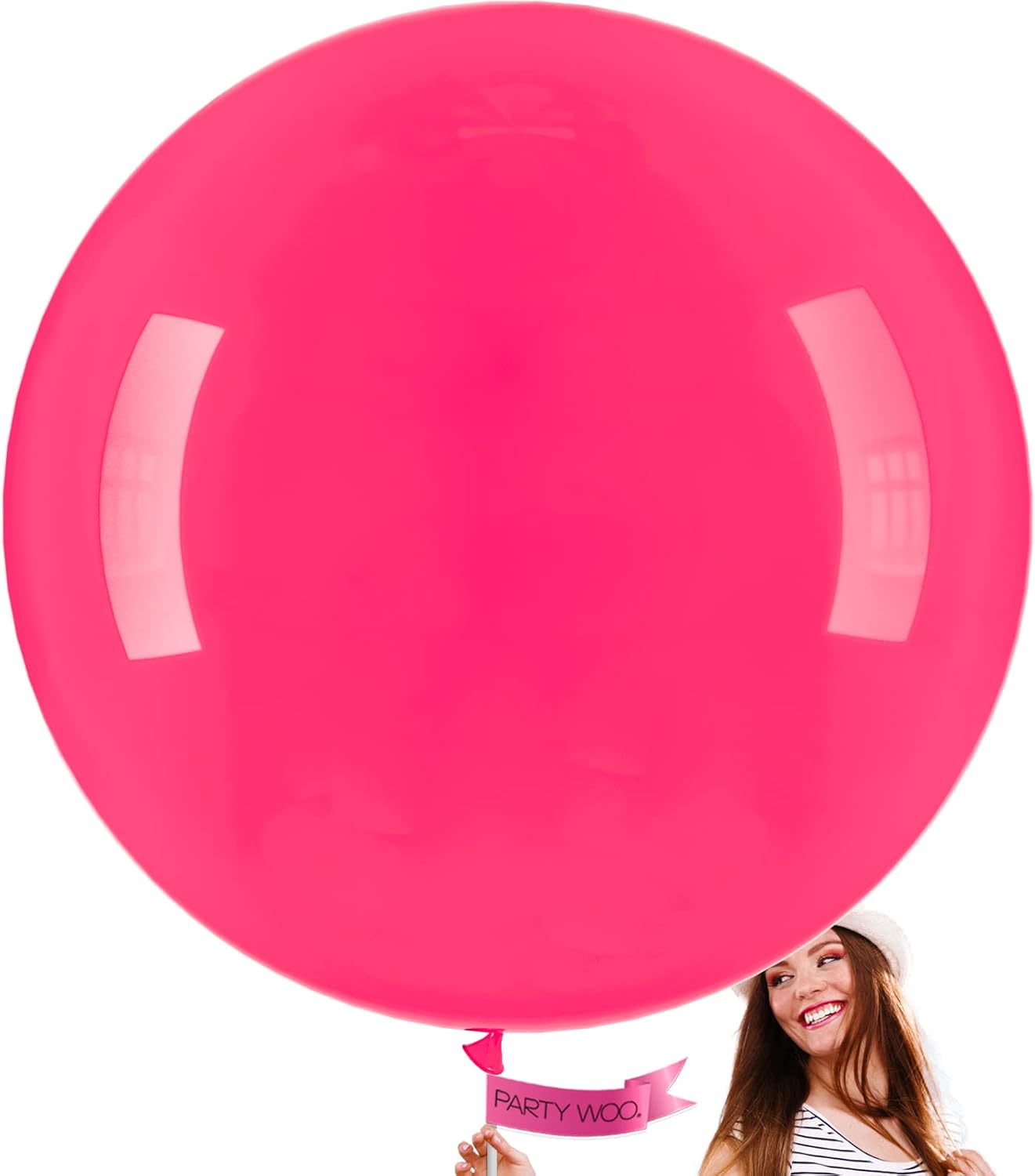 PartyWoo Hot Pink Balloons - 36 Inch Magenta Fuchsia Balloons for Baby Showers & Celebrations
