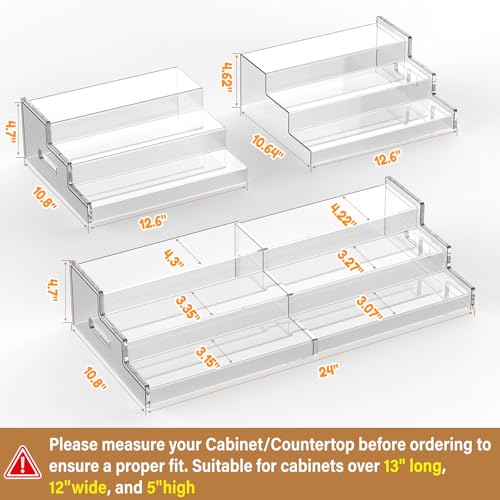 Expandable Can Organizer for Pantry - 3-Tier Adjustable Acrylic Storage Rack