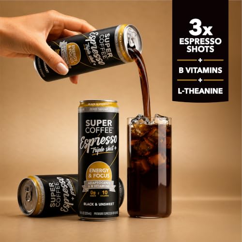 Triple Shot Black Cold Brew Coffee - 11oz Can Pack of 12 - No Sugar
