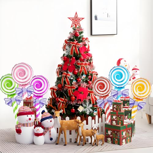 24Pcs Candy Balloon Decorations - Lollipop-Shaped Foil Balloons for Party & Holiday Decor