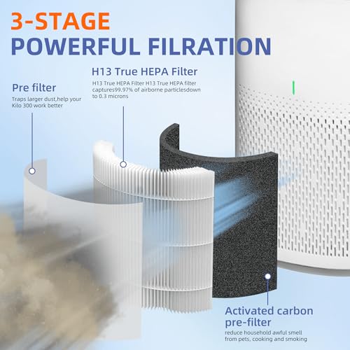 Pulluty 12030 HEPA Replacement Filter for Clorox Medium Room Air Purifier 11030 & 11031 - 2 Pack - 3-in-1 H13 True HEPA & Activated Carbon Filter
