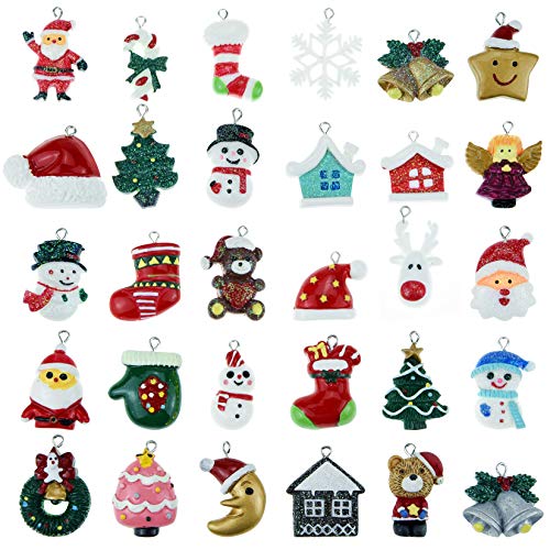 30pcs Christmas Mini Ornaments, Resin Miniature Decorations for Mini Christmas Tree