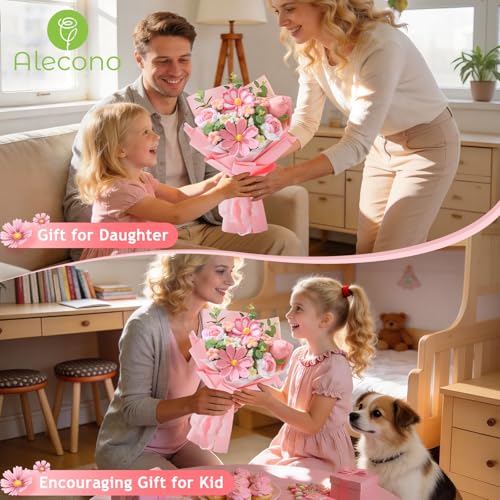 Pink Handmade Crochet Flower Bouquet - Large Gift for Mother's Day & Special Occasions