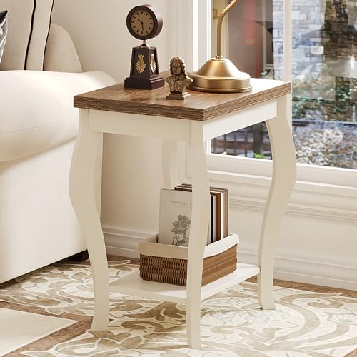 ChooChoo End Tables Living Room Set of 2 - Soft White Curved Legs