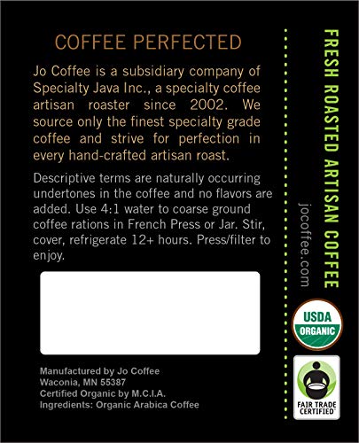 32 Ounce Organic Cold Brew Coffee Pack - Dark Roast Coarse Ground Stone Cold Jo Variation