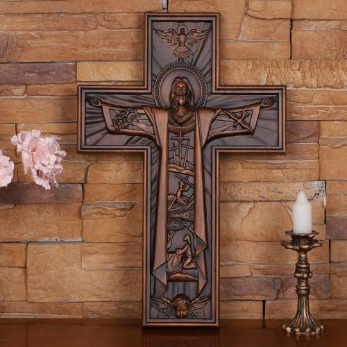 10-Inch Cherry Wood Jesus Crucifix Wall Cross Handmade Religious Decor Gift