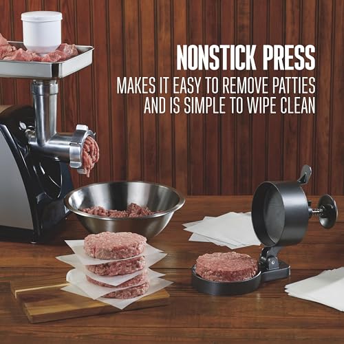 Spring Ejector Burger Press - 4 1/2 Inch Diameter Patty Maker, Adjustable Thickness, Single